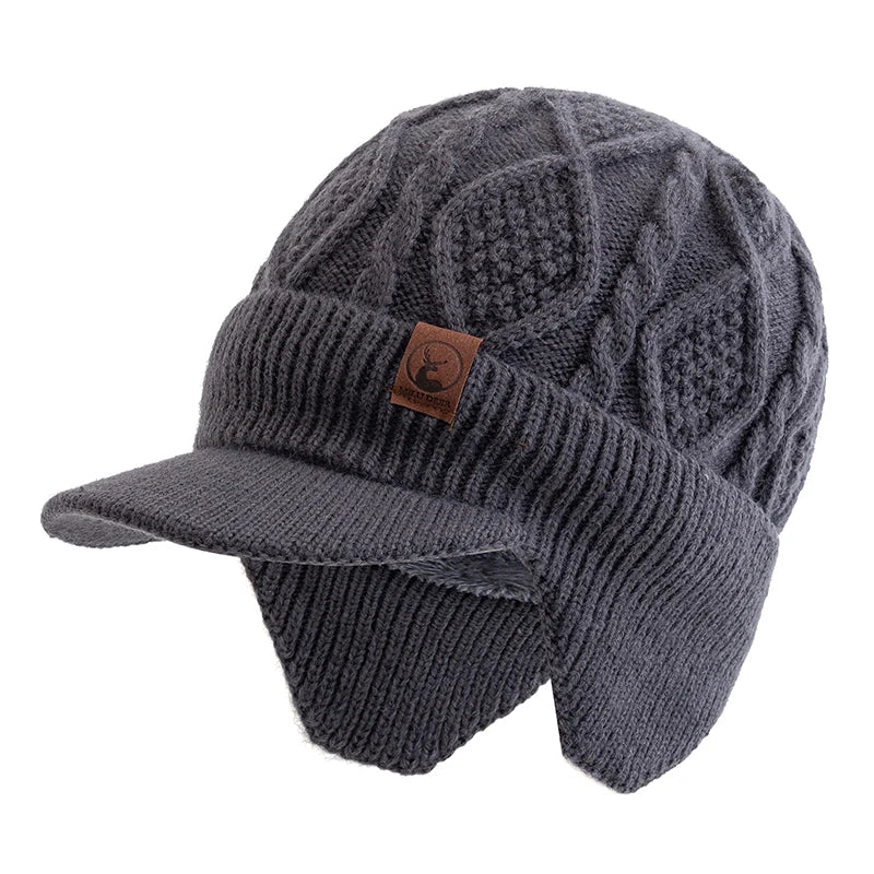 New Unisex Winter Hat Plush Fur Lined Warm Earflap Cap Stylish Soft Beanie Hat Outdoor Thick Ski Sports Knitted Hat Purest Peak